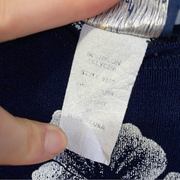 Vintage Royal Creations Hibiscus Print Blue Stretchy Maxi Dress - Picture 3 of 6